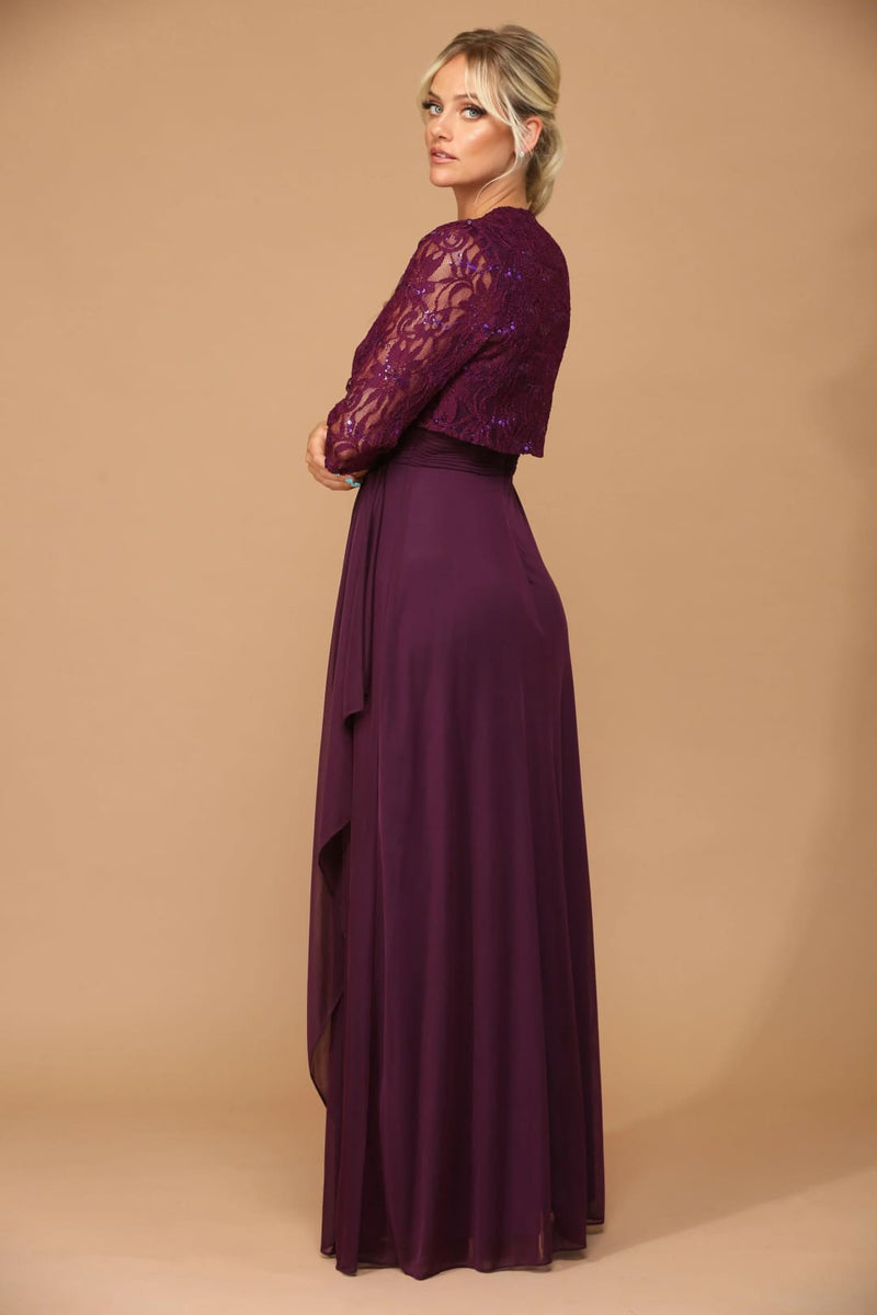Eva USA 3094 Long Mother Of The Bride Lace Chiffon Jacket Dress