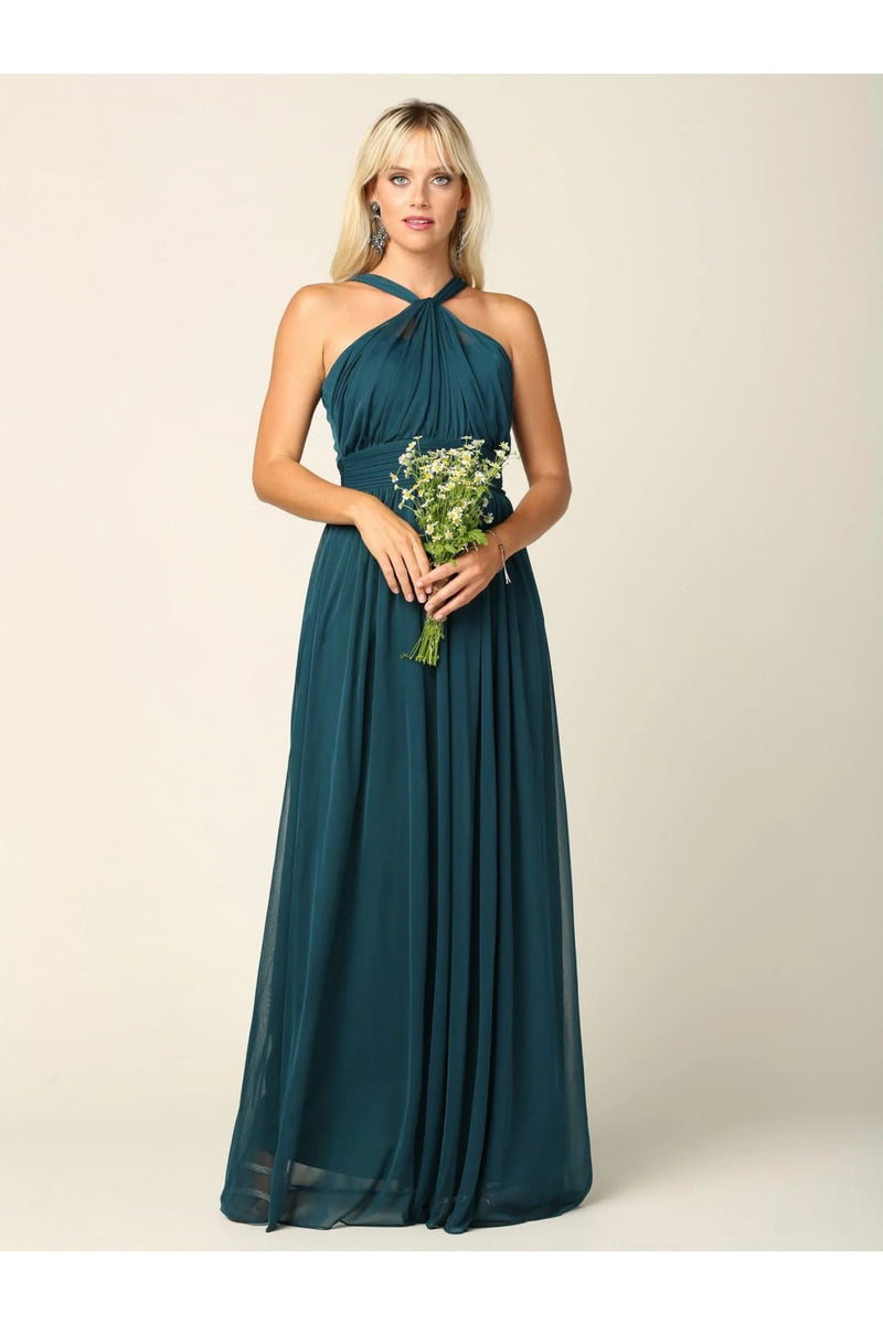 Eva USA 3206 Halter Long Bridesmaids Dress