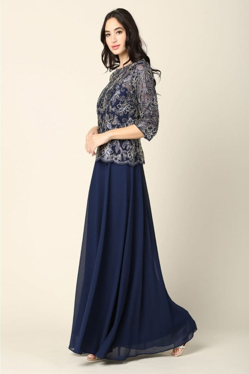 Eva USA 3377 One Piece Georgette Mother of the Bride Evening Dress