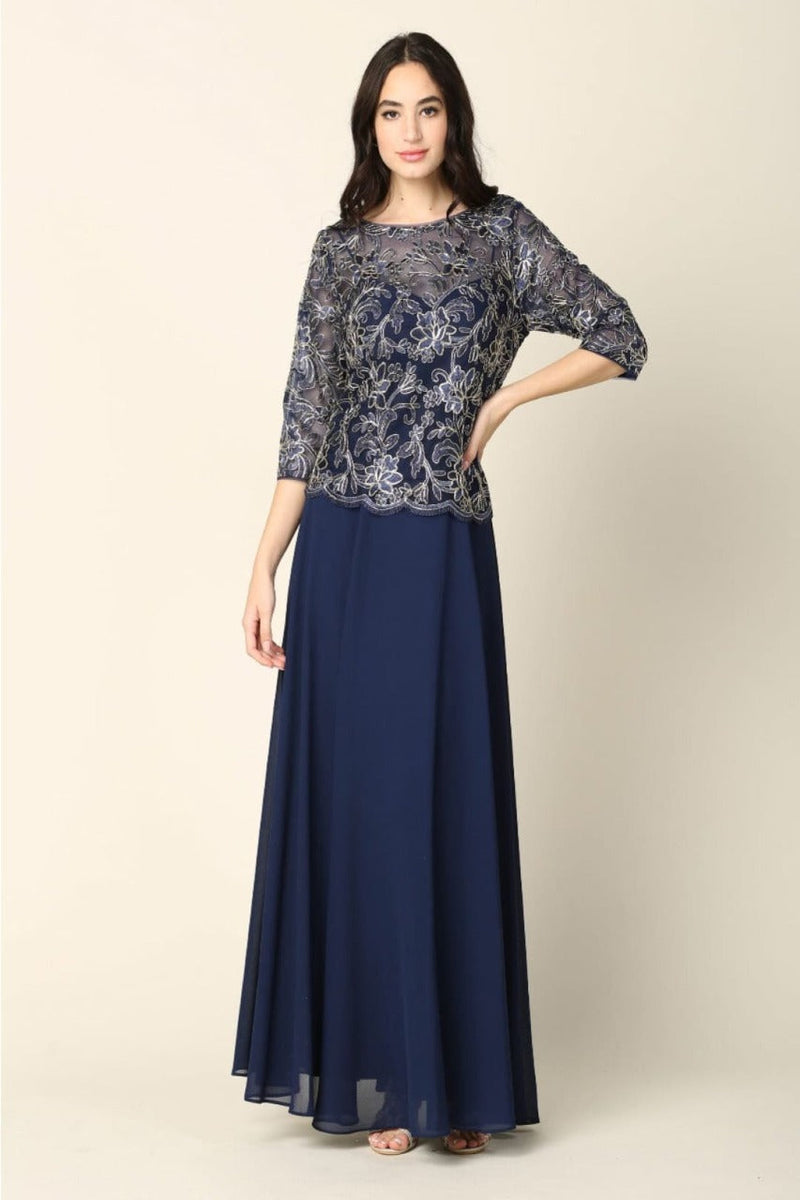 Eva USA 3377 One Piece Georgette Mother of the Bride Evening Dress