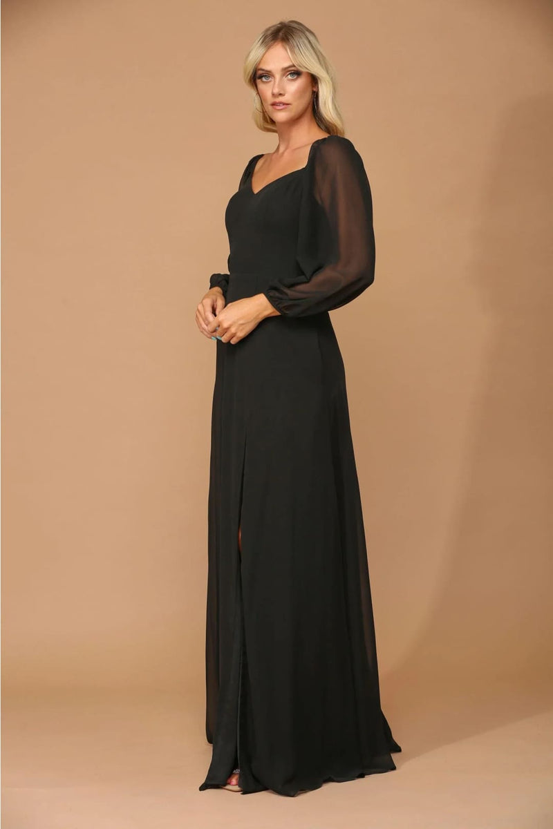Eva USA 3452 Long Sleeve Formal Chiffon Dress
