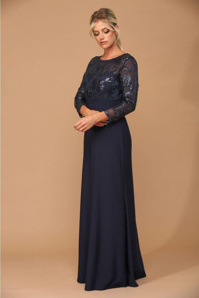 Eva USA 3453 Mother of the Bride Lace Long Formal Gown
