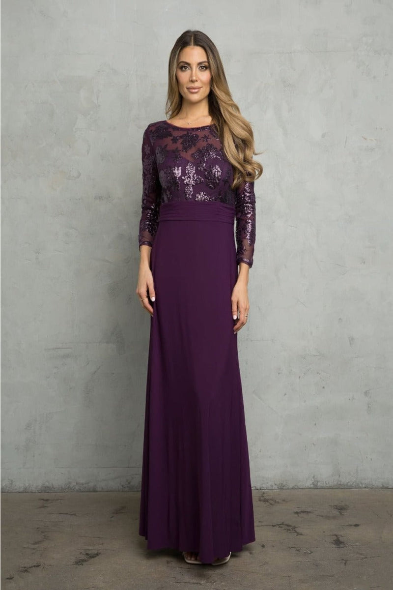 Eva USA 3453 Mother of the Bride Lace Long Formal Gown