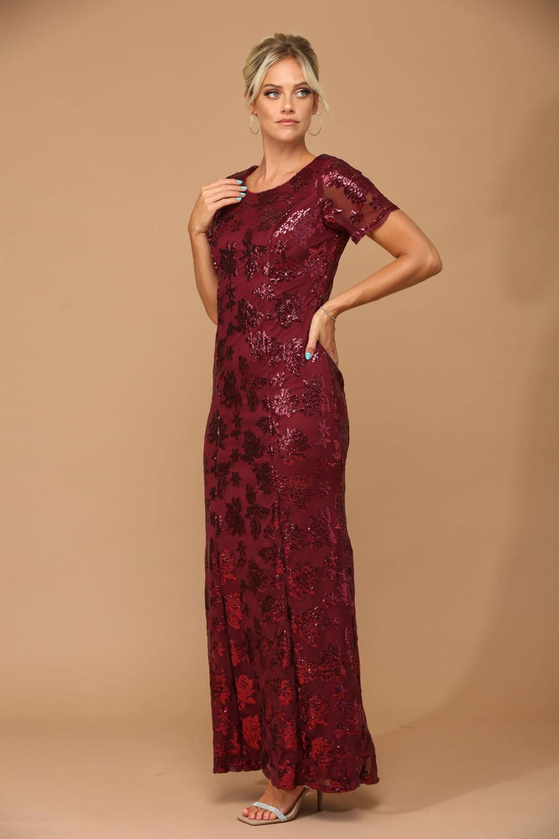 Mother-of-the-Bride Short Sleeve Formal Evening Dress by Eva USA 3456