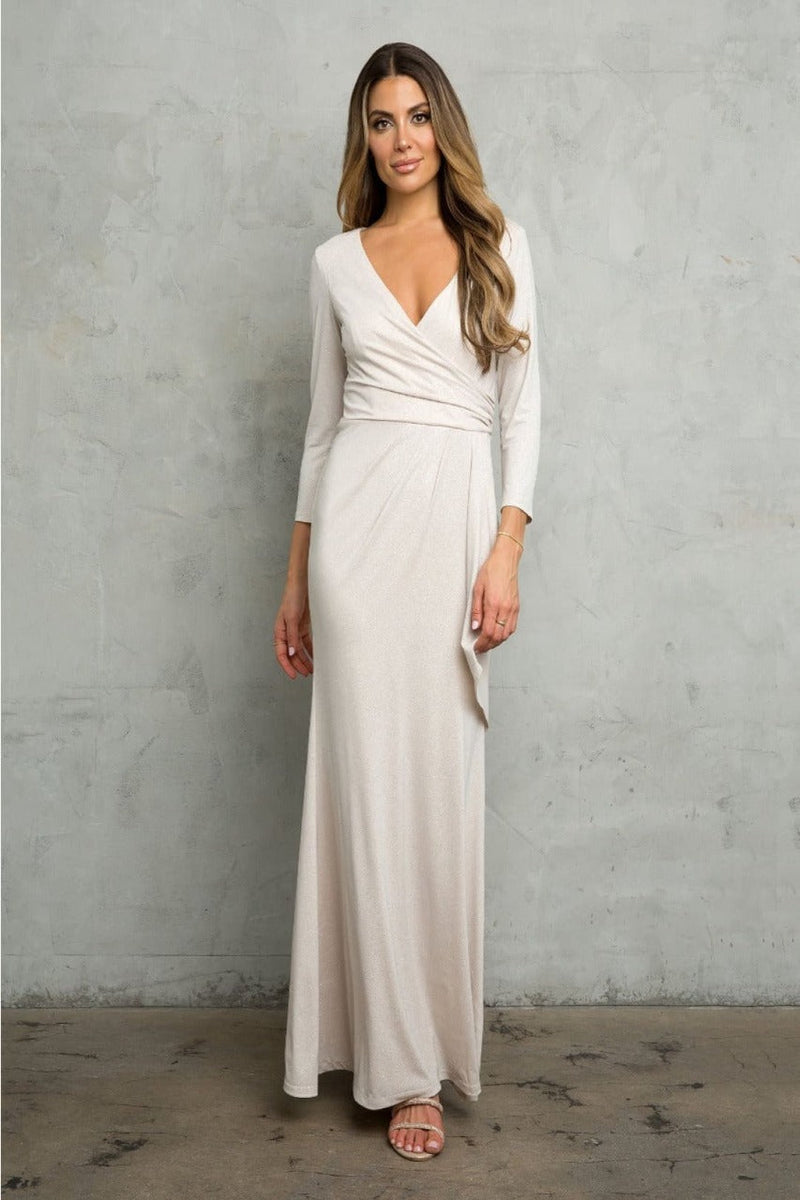 V-Neck 3/4 Sleeve MOB Formal Dress