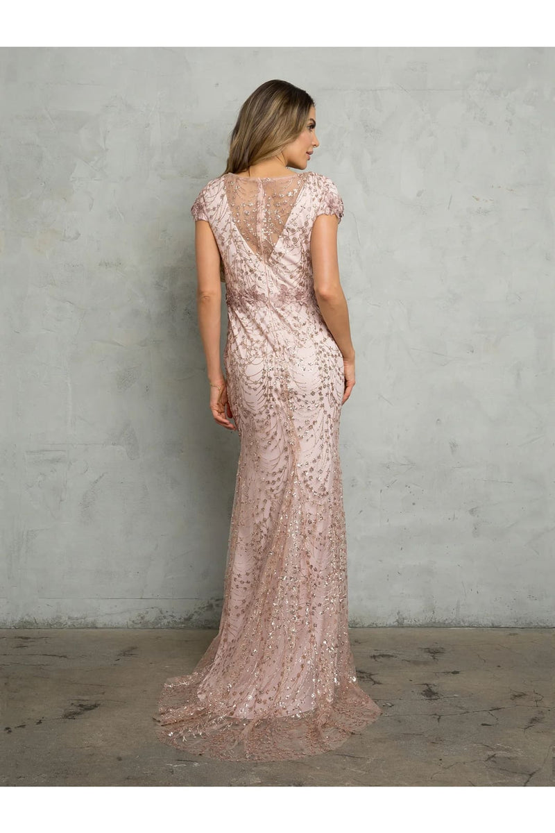 Eva USA 5266 Long Formal Glitter Applique Evening Dress