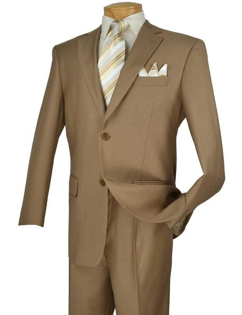 Executive Classic Fit Two Piece Suit Color Solid Khaki