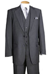 "Grey Pinstripe Wool Feel - Designer Brand Men's Suit with 2 Button Vest"