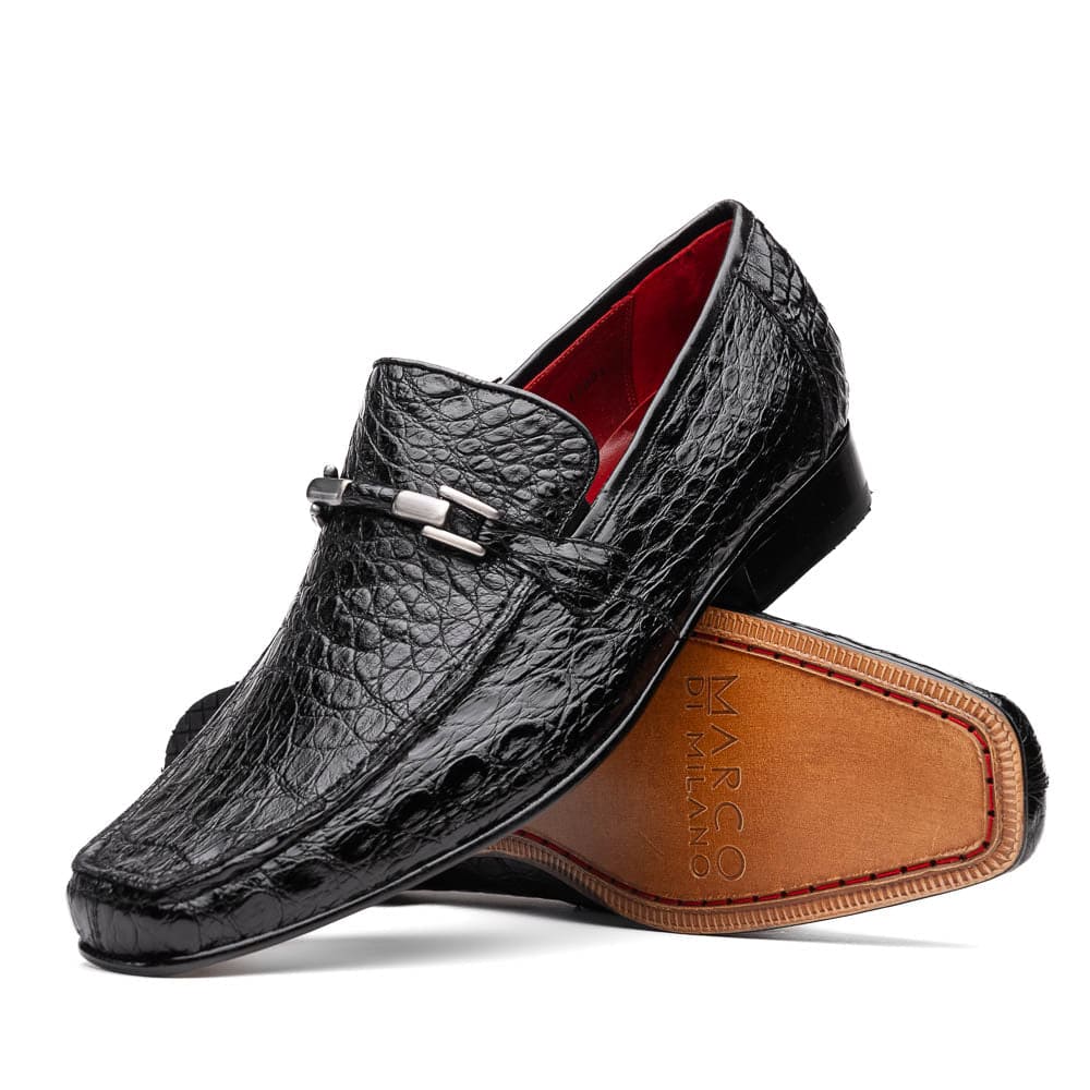 Marco Di Milano Fabro Caiman Black Bit Loafers
