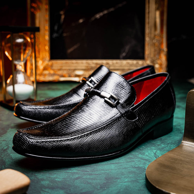 Marco Di Milano Fabro-Liz Black lizard bit loafer