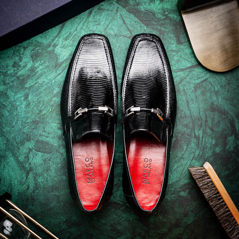 Marco Di Milano Fabro-Liz Black lizard bit loafer