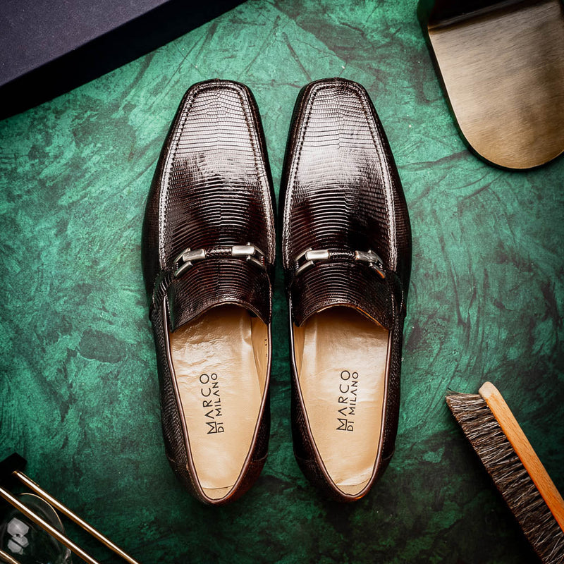 Marco Di Milano Fabro-Liz Brown lizard bit loafer