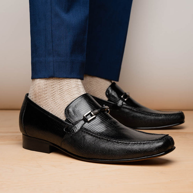 Marco Di Milano Fabro-Liz Black lizard bit loafer