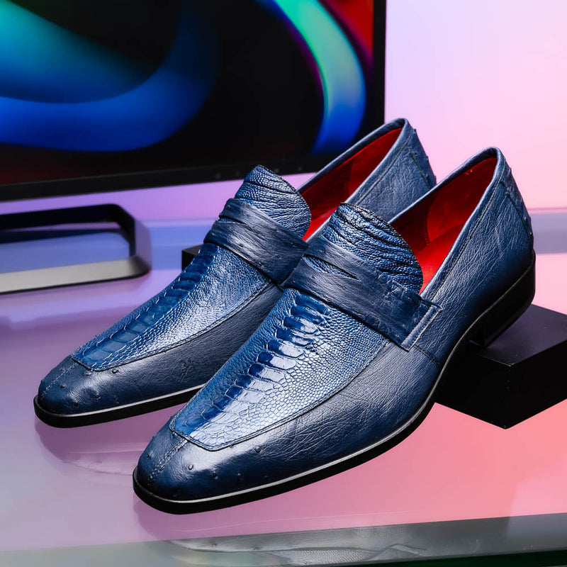 Marco Di Milano Fangio Denim Blue Leather Loafer