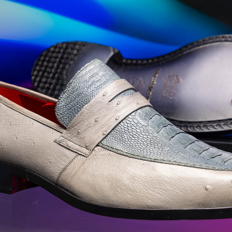Marco_Di_Milano Fangio Gray Leather Loafers