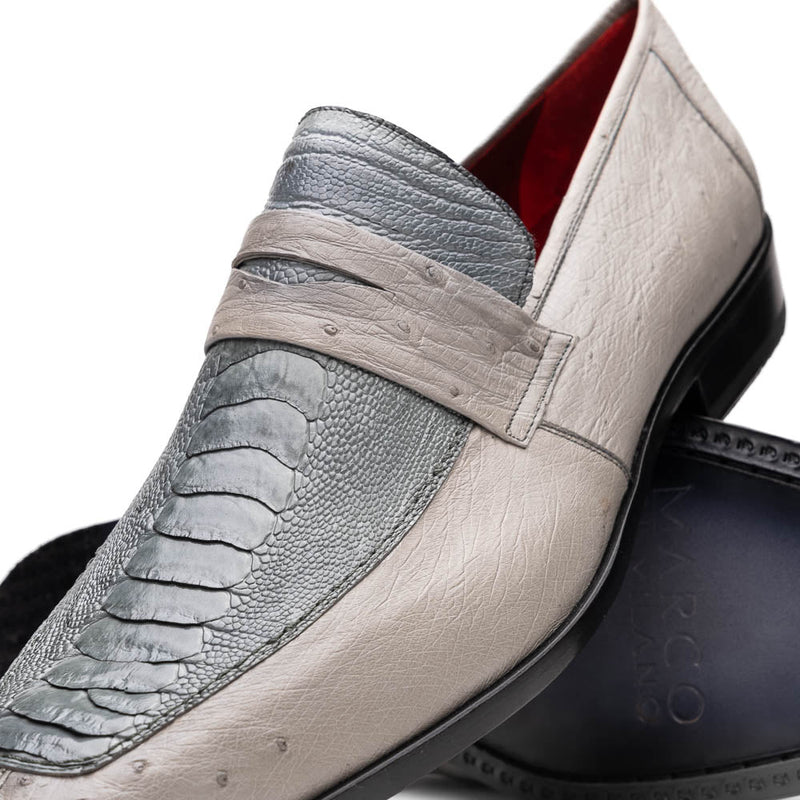 Marco Di Milano Fangio Ostrich Penny Loafers Gray