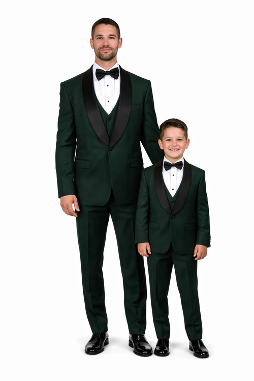 Father And Son Matching Suits -Green Tuxedo