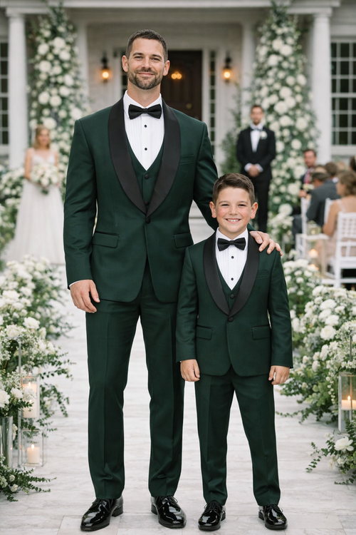 Father And Son Matching Suits -Green Tuxedo