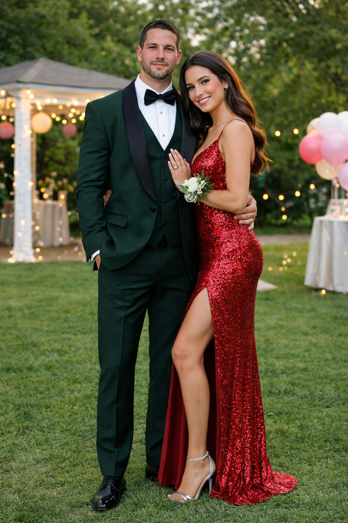 Father And Son Matching Suits -Green Tuxedo