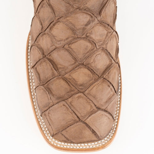 Ferrini Bronco Men's Print Pirarucu Fish Boots Handcrafted Brown 4339310