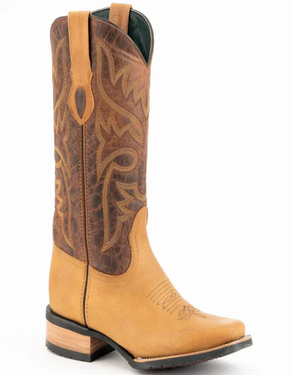 Ferrini Men's Patchwork Square Toe Boots Handcrafted - Black and Teal Boots main image 1