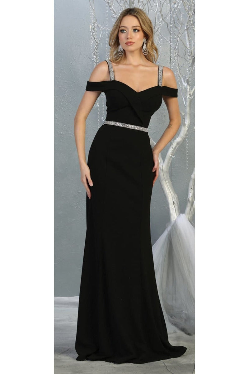 Cold Shoulder Bridesmaids Dress Fitted Formal Long Evening Gown