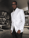 Floral Men's Satin Shiny Dinner Jacket Blazer Paisley Sport Coat Flashy Silky Satin Stage Fancy Stage Party Dance Jacket White Fashion Tuxedo For Men - AlbertoNardoniStore