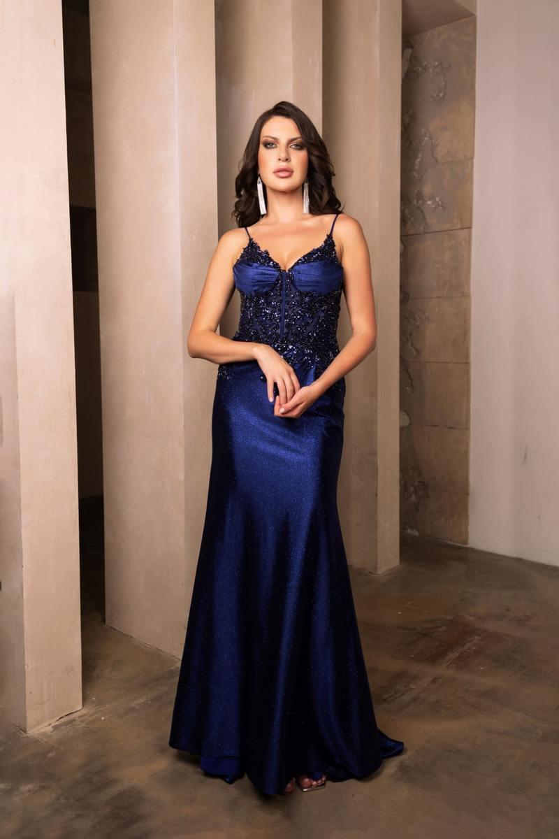 Formal Dress V-Neck Sequin Sleeveless Prom Gown By May Queen MQ2122