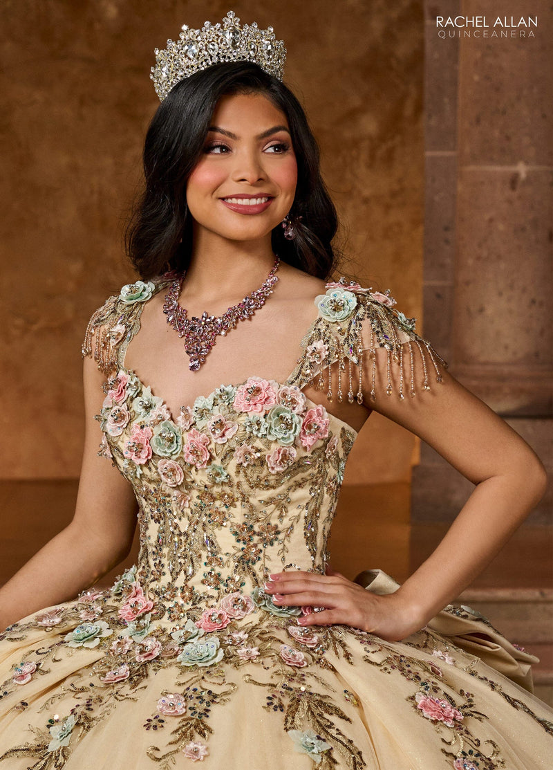 Rachel Allan RQ3126 Fringe Cap Sleeve Quinceanera Dress