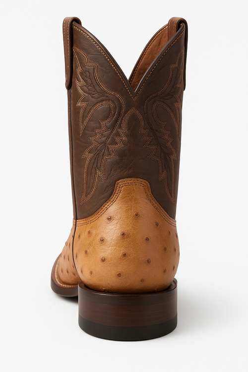 Dan Post Men's Alamosa Full Quill Ostrich Square Toe Boots - Sand