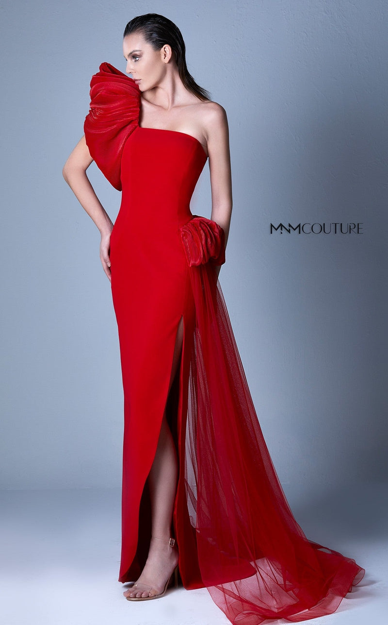 Gaby Charbachy G1096 One Shoulder Slit Couture Evening Dress