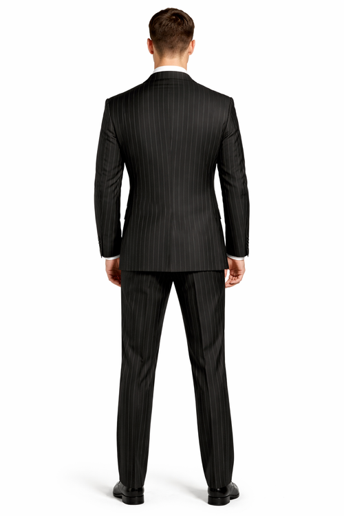 Gangster Suit - Mobster Suit - Mafia Suit For Mens 2 Button Gangster Pinstripe Suit in Black