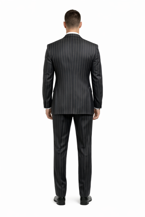 Gangster Suit - Mobster Suit - Mafia Suit For Mens 2 Button Gangster Pinstripe Suit in Black