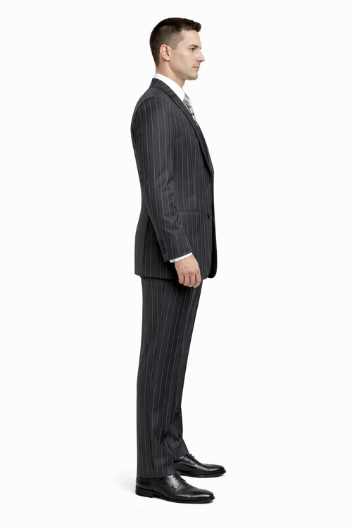 Gangster Suit - Mobster Suit - Mafia Suit For Mens 2 Button Gangster Pinstripe Suit in Black