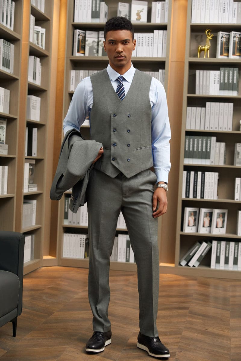 " Mens Stacy Adams Suit - Stacy Adams Suit Men's Designer Suit - Vested One Button Peak Lapel in Dark Green"
