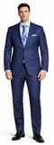 Giorgio Fiorelli by Albertonardoni: Black & French blue two-button suit. Sleek blazer with notched lapel, two pockets, and single-breasted closure. Tailored, straight-cut trousers. Solid French blue with satin finish.