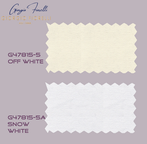 Off-white textured swatch and bright white smooth swatch, both zigzag-cut.