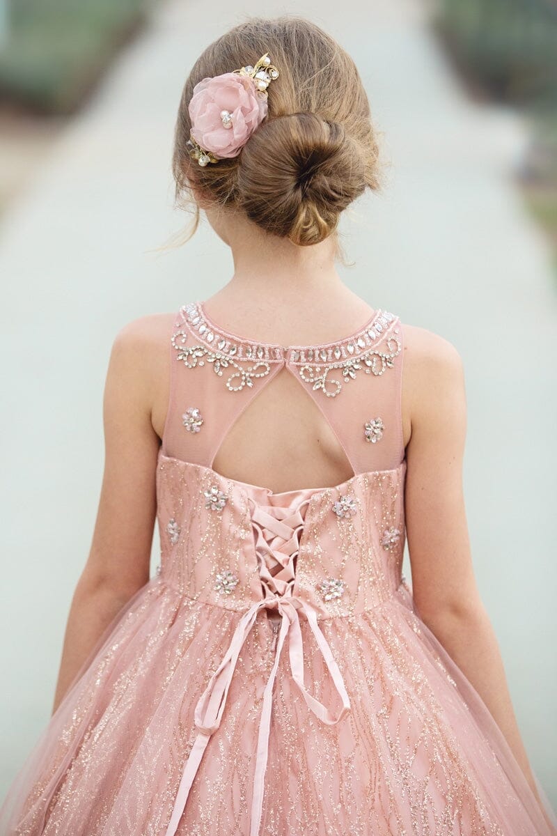 Girls Beaded Sleeveless Glitter Gown by Bella Princess C334