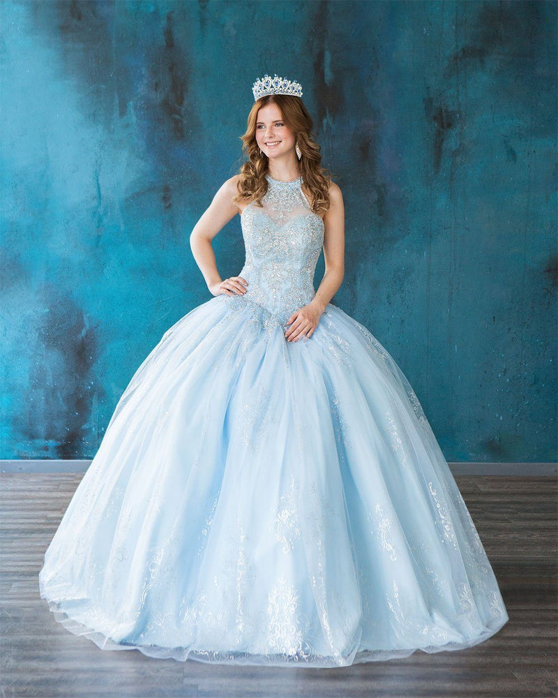 Glitter Print High Neck QuinceaƱera Dress Calla SYL19002