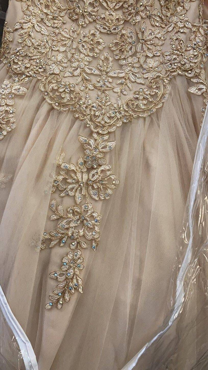 Off Shoulder QuinceaƱera Ball Gown Embroidered Lace-Up Back Floor Length by Elizabeth K GL2510