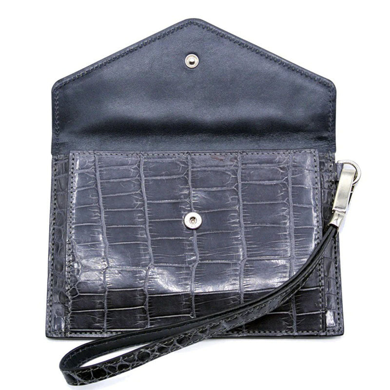 Zelli Gracen Genuine Nile Crocodile Envelope in Gray | A Zelli Italia Collaboration