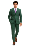 Stacy Adams - Hybrid Fit Plaid 3 Piece Green Suit
