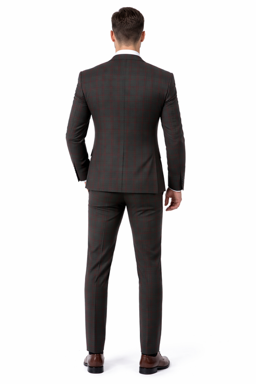 Green Plaid Suits - Mens 3 piece plaid suit - Fashion Suit