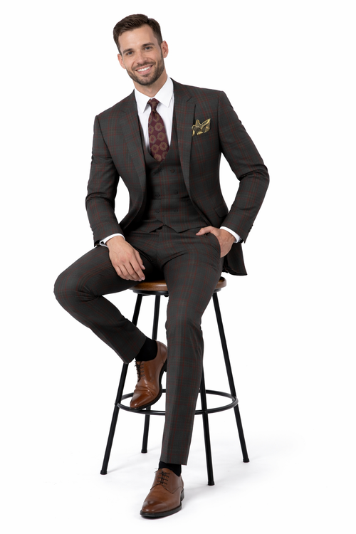 Green Plaid Suits - Mens 3 piece plaid suit - Fashion Suit