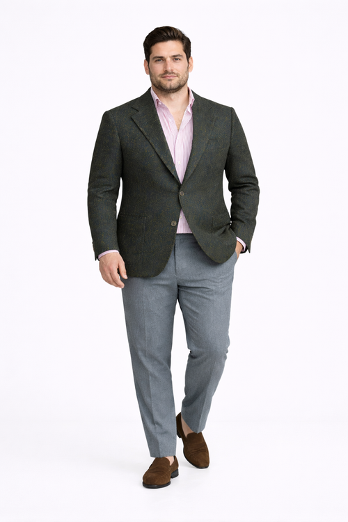 Green Tweed Blazer - Mens Green Tweed Jacket - Winter - Fall Fabric Tweed Pattern Wool Fabric