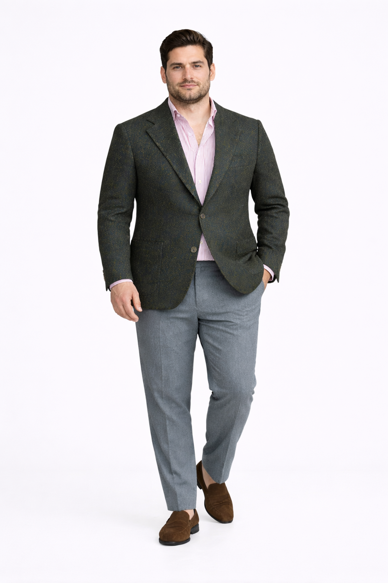 Green Tweed Blazer - Mens Green Tweed Jacket - Winter - Fall Fabric Tweed Pattern Wool Fabric