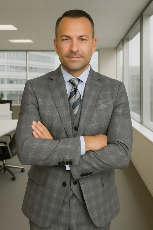 Wool Suit - Italian Made Business Suit by Statement Men's 3 Piece 100% Wool Modern Fit Suit - Coordinating Solid Color Vest