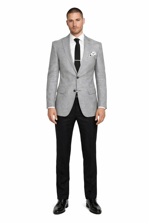 Men’s Gray 2-Piece Slim Fit Suit – Satin Peak Lapel Jacket + Pants Combination