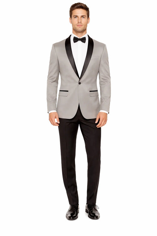 Grey and Black Suit - Gray Tuxedo - Two Pieces Mens Suit