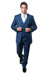 Indigo Blue Slim Fit Men's Wedding Suit with Two Button Vest